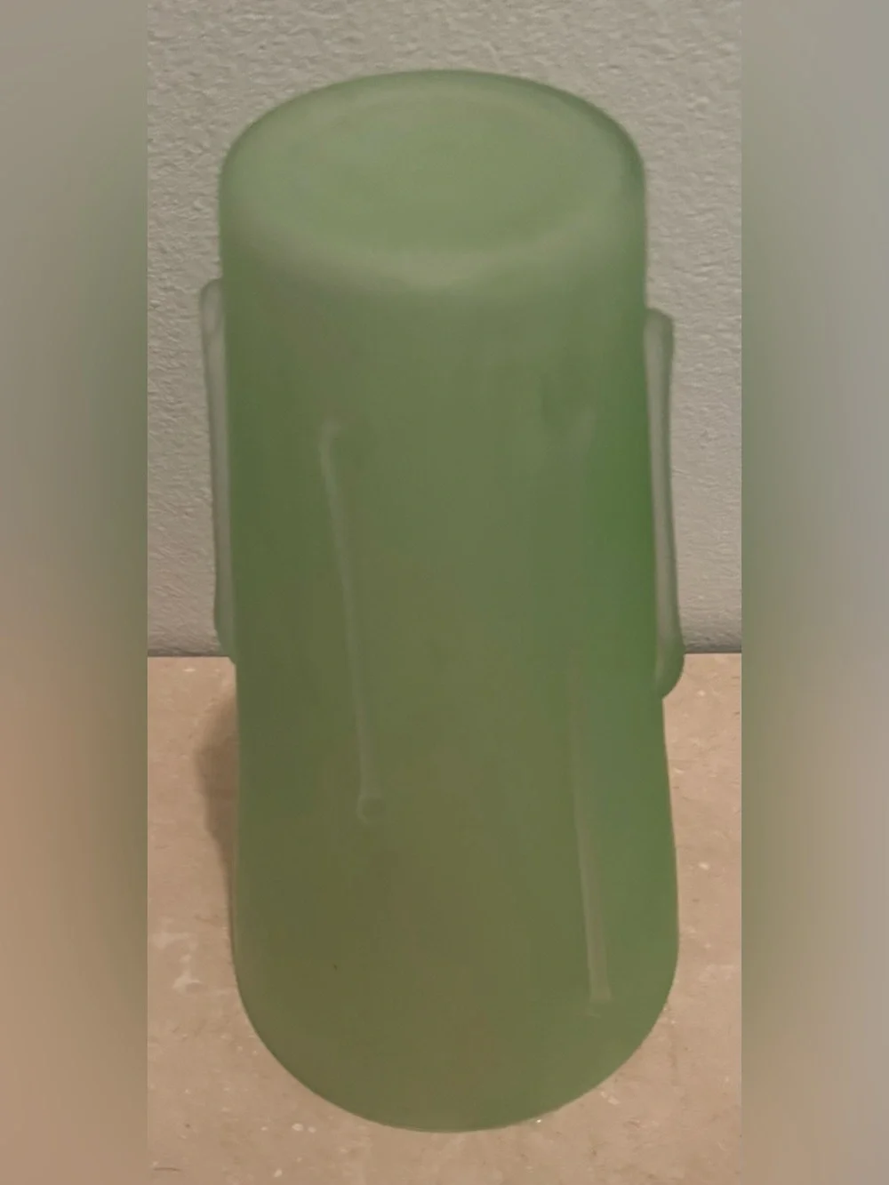 Lime green 10”H vase.